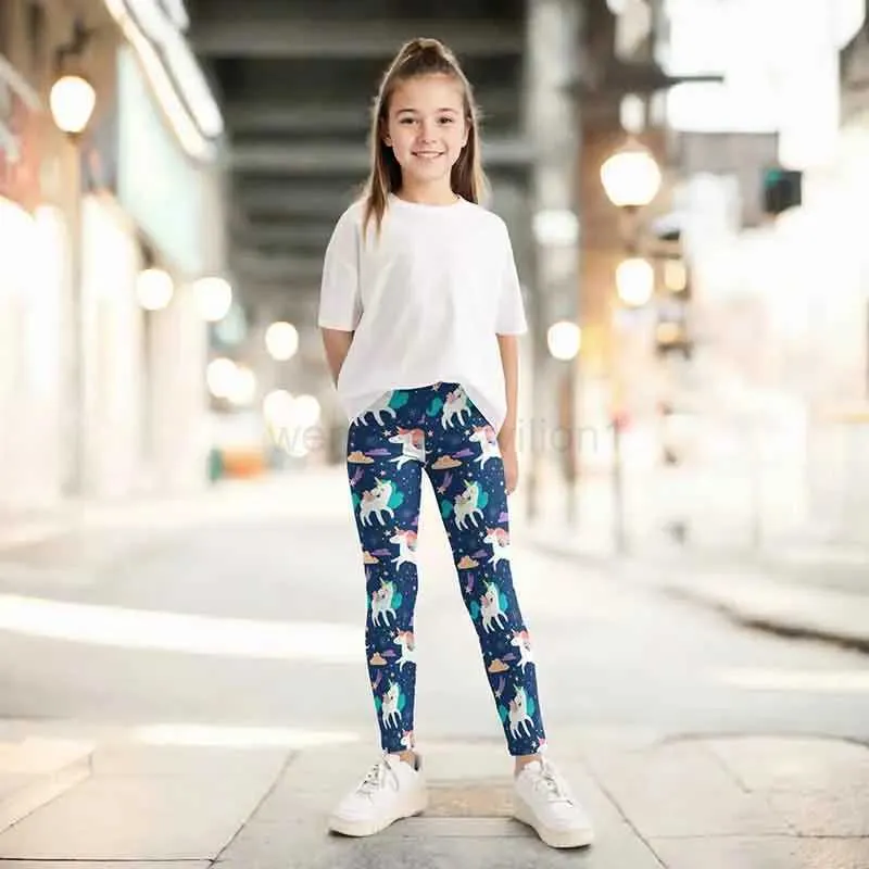 thumbnail image 2 of 2 Pack Girls' Comfy Leggings – Cute Printed & Plain Styles For School, Dance & Play (Ages 4-13) 2 of 5