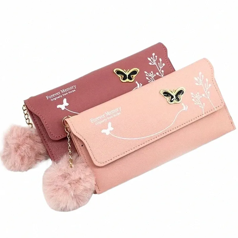 Butterfly Wallet Clutch Large Capacity Womens PU Leather Card