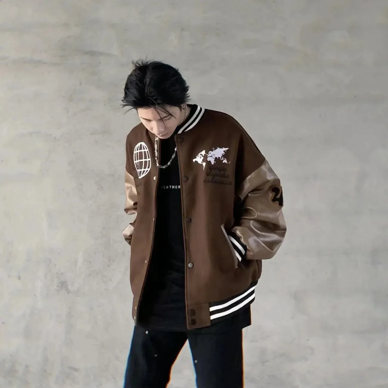 Harajuku Vintage Varsity bomber jacket - Loose Fit Patchwork Harajuku Vintage Varsity bomber jacket - Loose Fit Patchwork