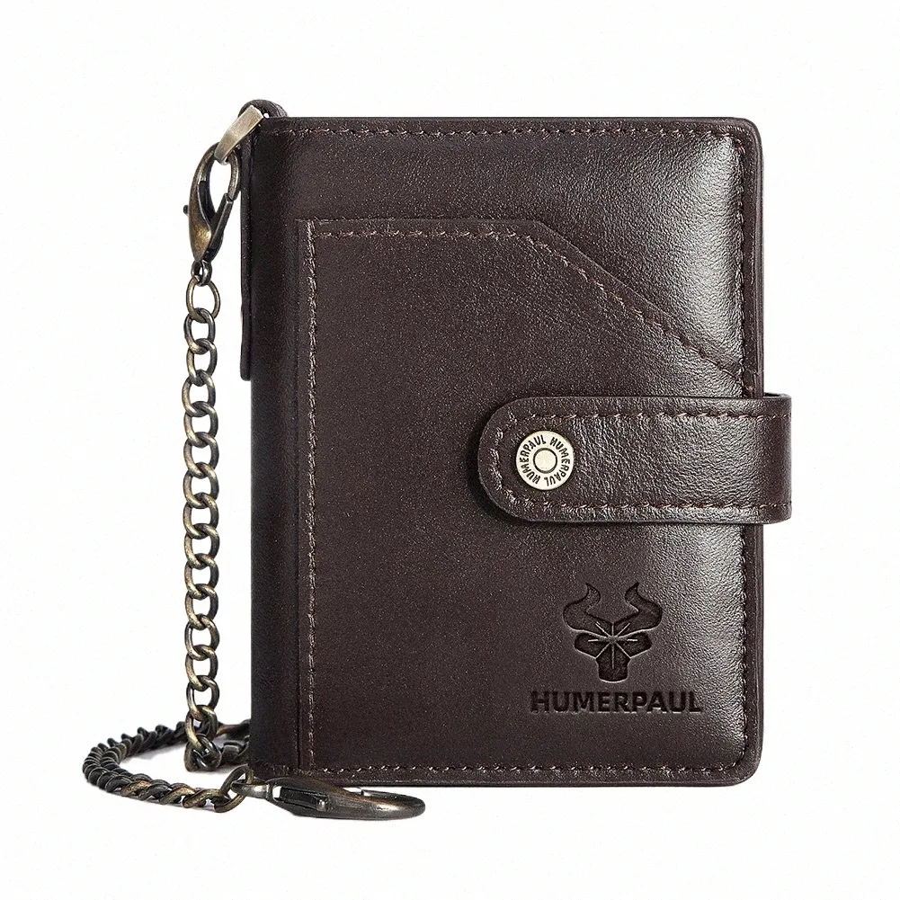 Genuine Leather Small Mens Wallet with RFID Protection, Pop