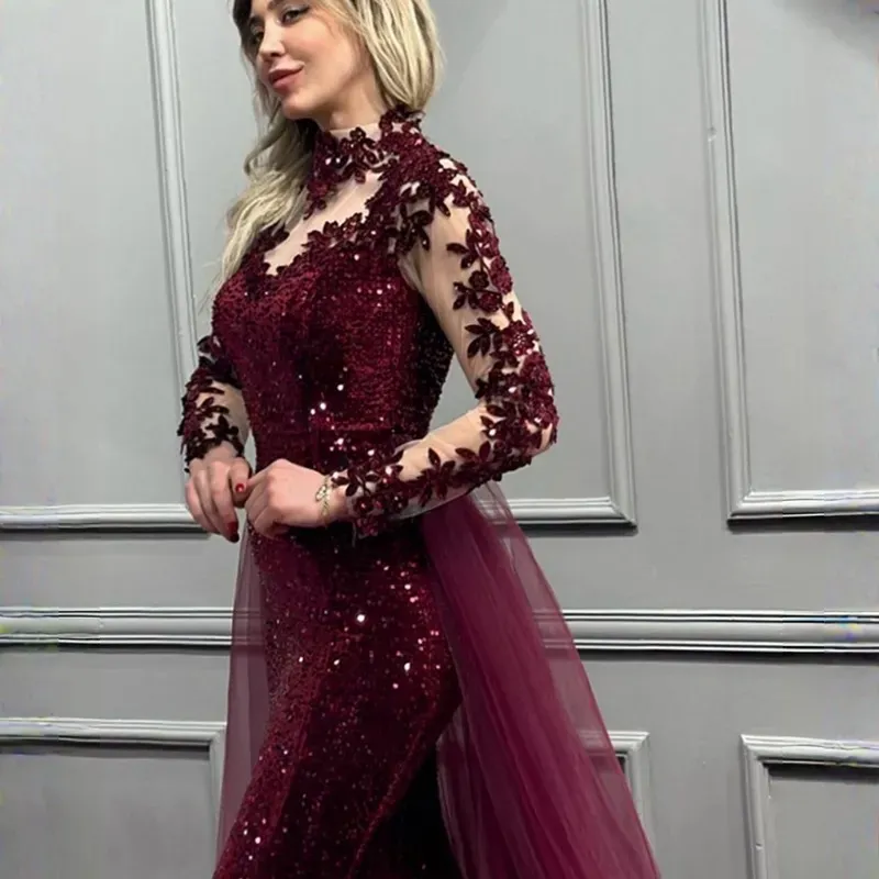 Sequin Mermaid Mother Of The Bride Dress, Burgundy Tulle Applique, Custom  Fit From A_beautiful_dress, $125.63