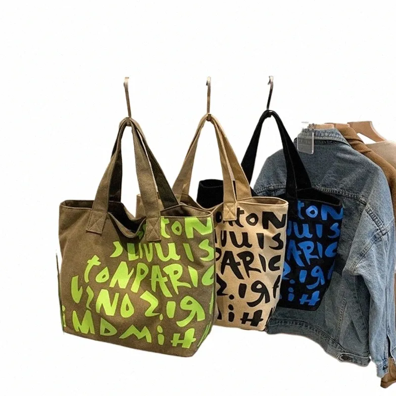 Thick Canvas Tote Bag for Women Large Capacity Student Shoulder