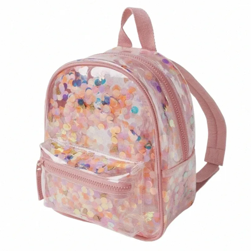 Pink Confetti Pink Clear Bookbags Transparent Confetti Backpack - Main Image