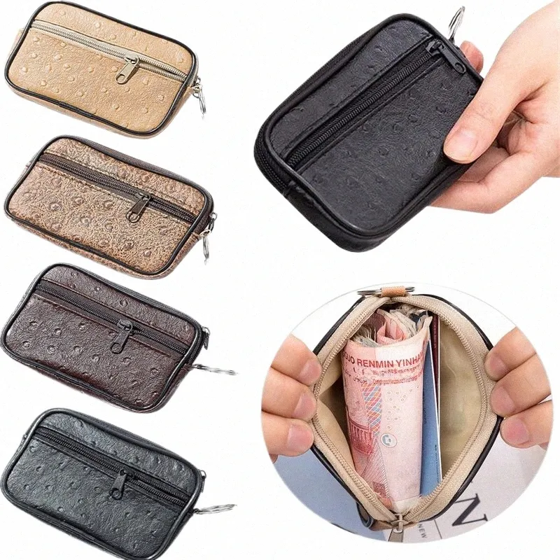 DHgate Compact Mens Zipper Coin Pouch Soft Leather Mini Card Holder Wallet for Change Keys Bags Luggage Accessories
