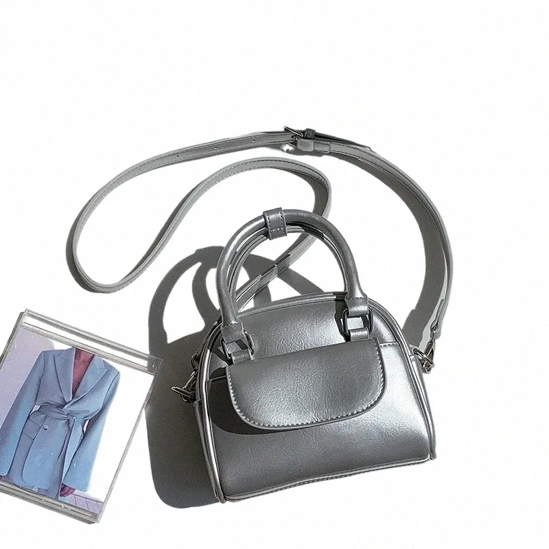 Mini Womens PU Boston Bag with Lock Embellishment and Zipper
