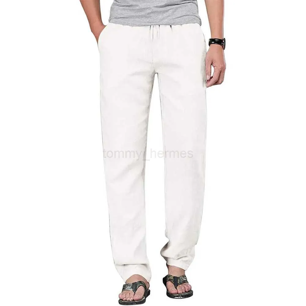 Pantalones De Algodón Y Lino Para Hombre, Cintura