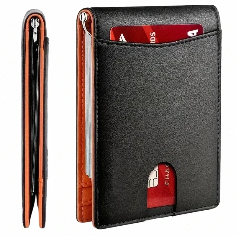 Pirna Slim RFID Blocking Wallet For Men - Minimalist Front Pocket Wallet, Credit Card Holder With Gift Box, Red