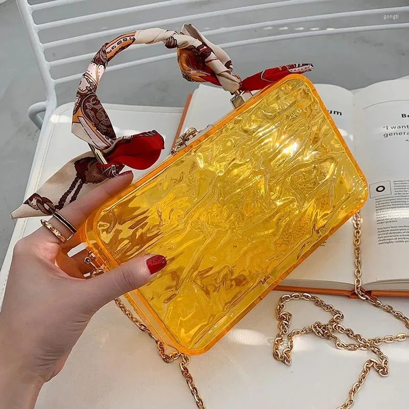 Clear Acrylic Clutch Transparent Shoulder Bag for Women, Chain