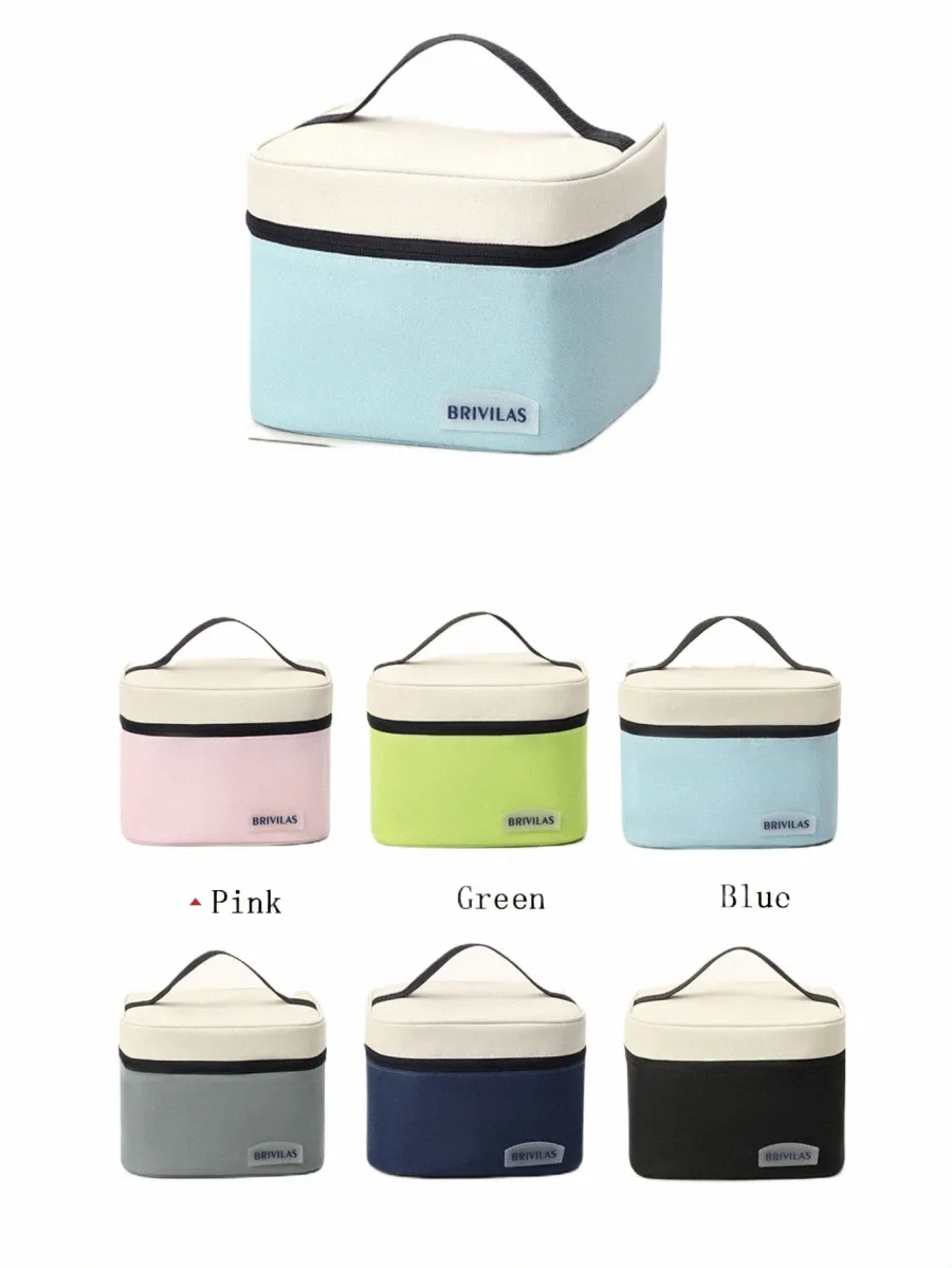 DHgate Small Square Colorblock Insulated Lunch Bag for Outdoor Cam Picnic Leakproof Reusable Lunch Box Bags Luggage Accessories