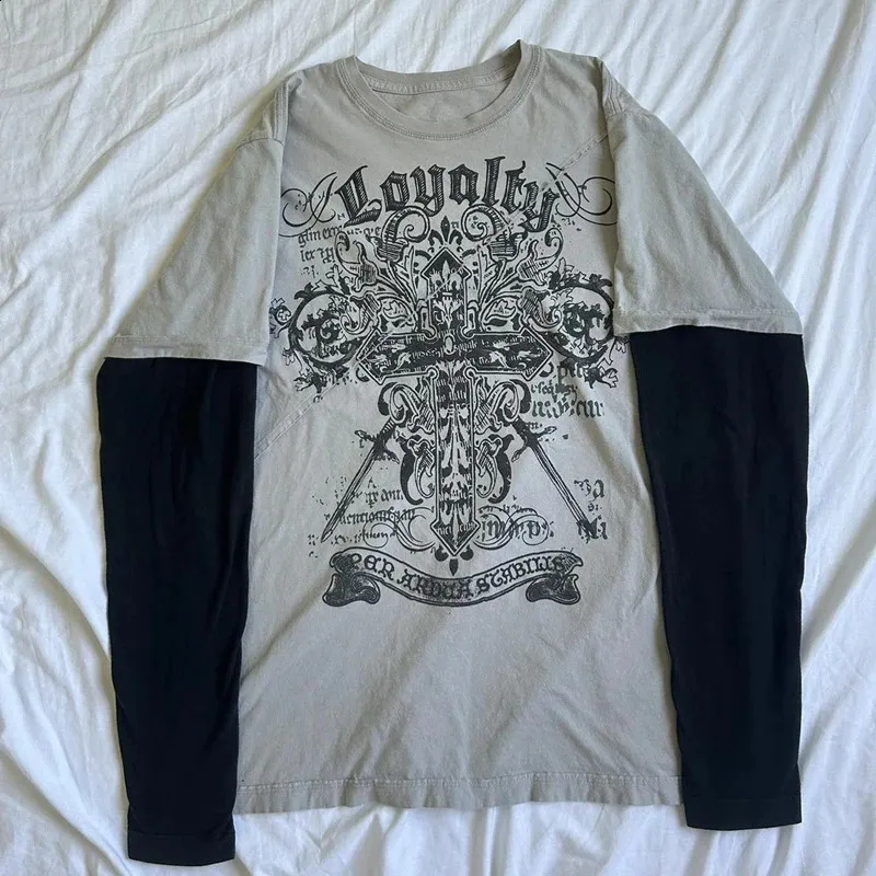 DHgate.com:Y2K Grunge Oversized Gothic Graphic Printed