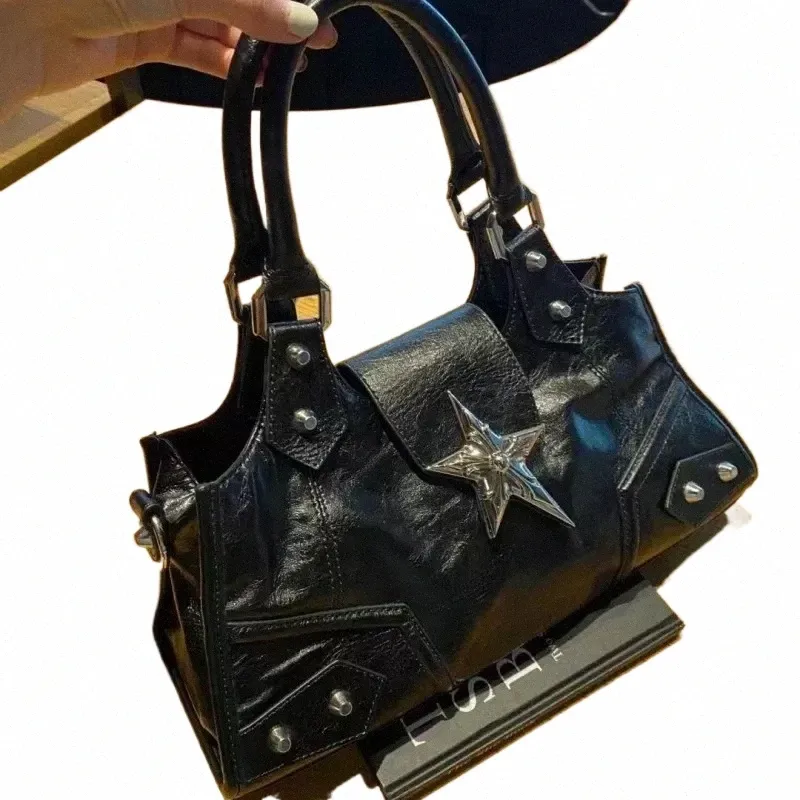 国内で当店のみ Uustudio - Dark Y2K Starry Shoulder Bag Sunwel Fashion Y2k Black Purse Goth Multi-Pockets Shoulder