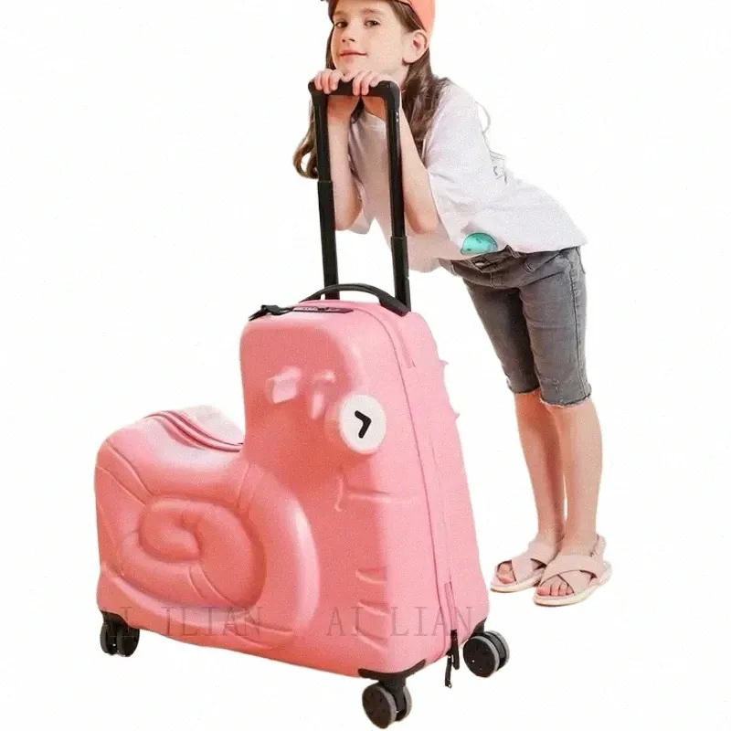 Cute Kids Ride-On Suitcase Children's Trolley Luggage with Spinner  Wheels, Lightweight Travel Bag, Carry-On Trunk
