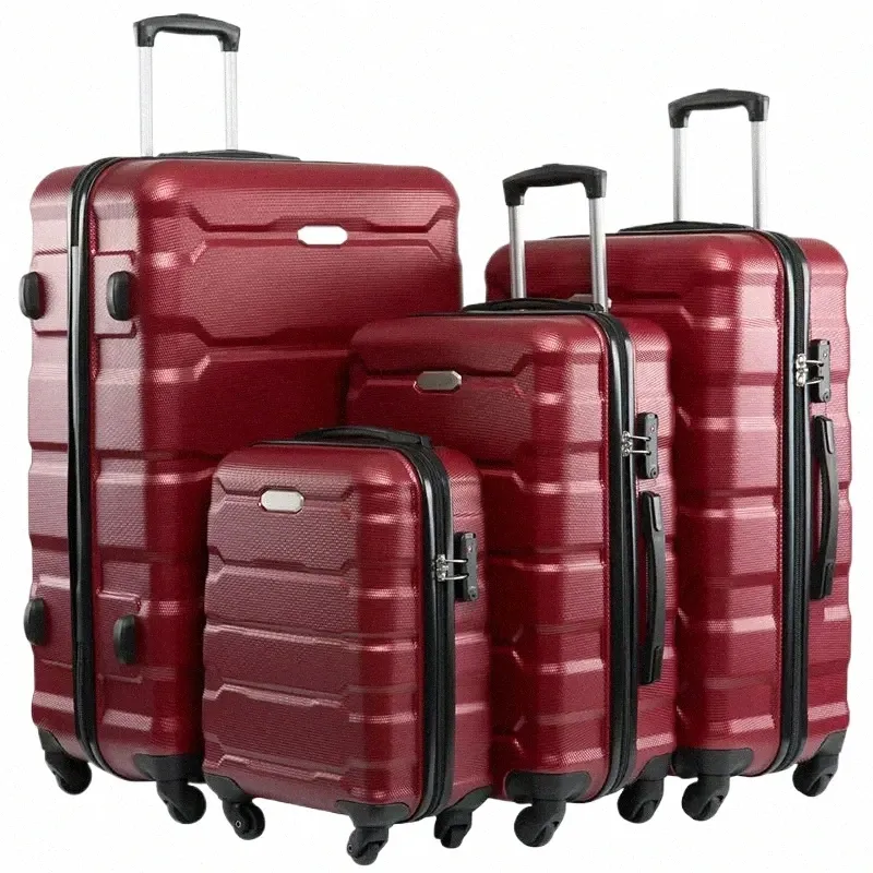 4-Piece Luggage Sets: 18/22/26/30 Inch Rolling Suitcase Set, Large  Capacity, Combination Lock, Cabin Approved Trolley Case