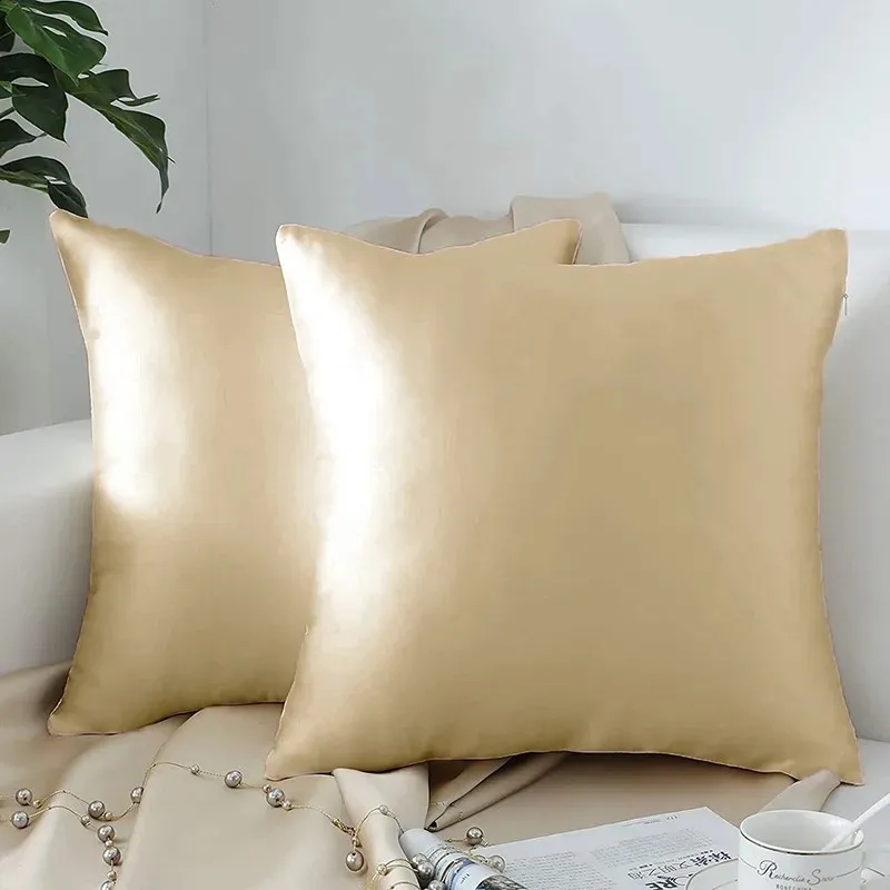 Set Di 2 Federe In Raso Bianco Morbido E Setoso, 51 X 66 Cm, Con Alette Stile Seta Ghiaccio 91951503