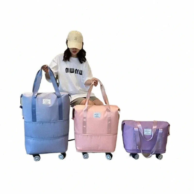 Expandable Rolling Duffle Bag Large Capacity Travel Bag with