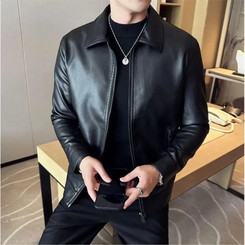 Leather Jackets For Men, Slim Fit Stand Collar PU Jackets For Men