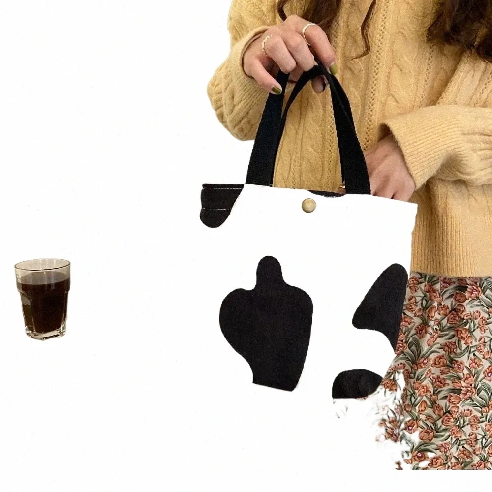 Cute Corduroy Tote Bag Small Retro Handbag, Large Capacity Eco-Friendly  Lunch Bag, Stylish Reusable Grocery Bag Everyday Essential