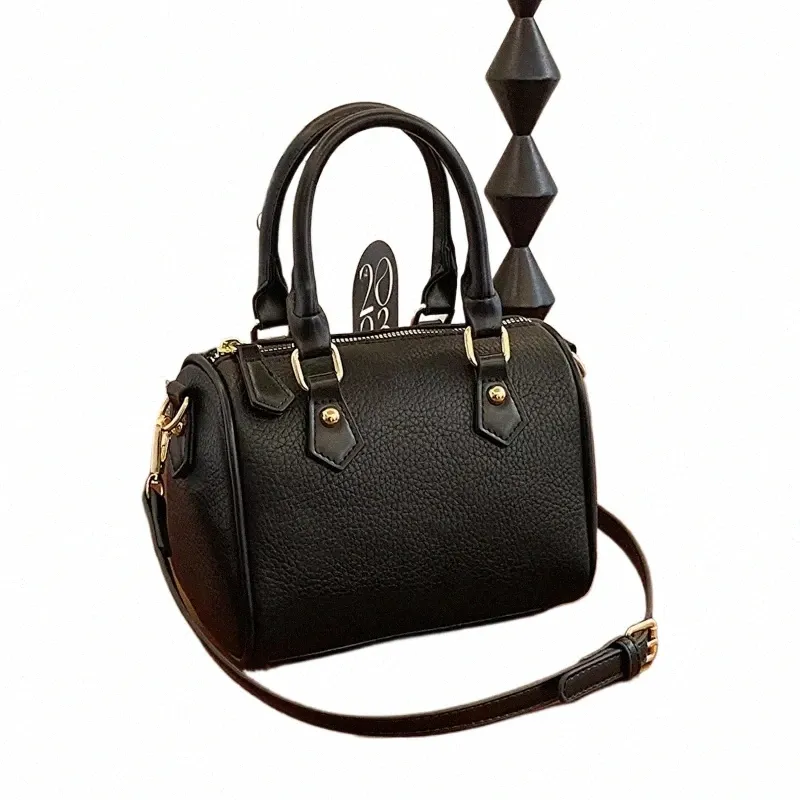 Mini Boston Shape PU Shoulder Bag with Zipper Closure for Women