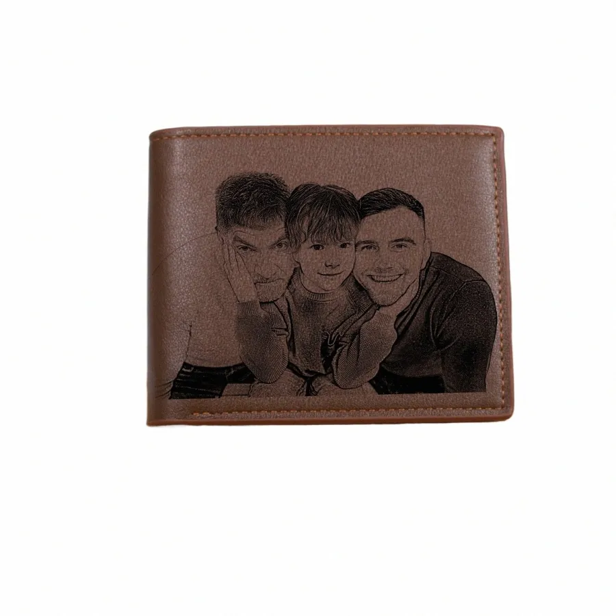 Personalized Leather Wallet for Men Custom Engraved Photo Wallet High Quality PU Leather Short Purse Unique Father s Day Gift
