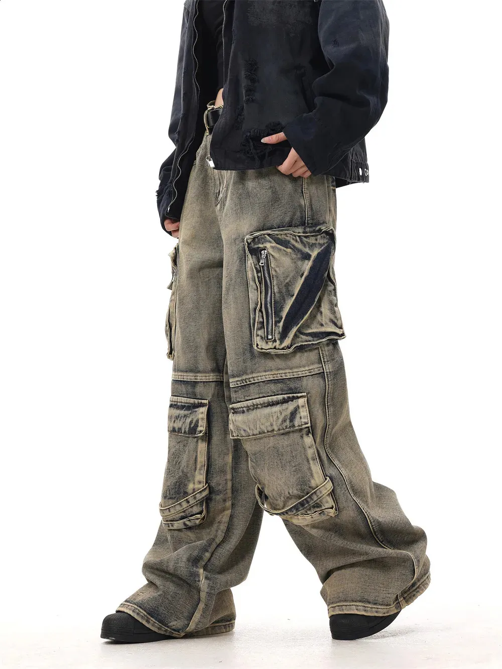 【1993studio】24FW★ Multi Pocket Washing Denim Pants DHgate.com:Multi-Pocket Denim Pants: Vintage Hip Hop Style