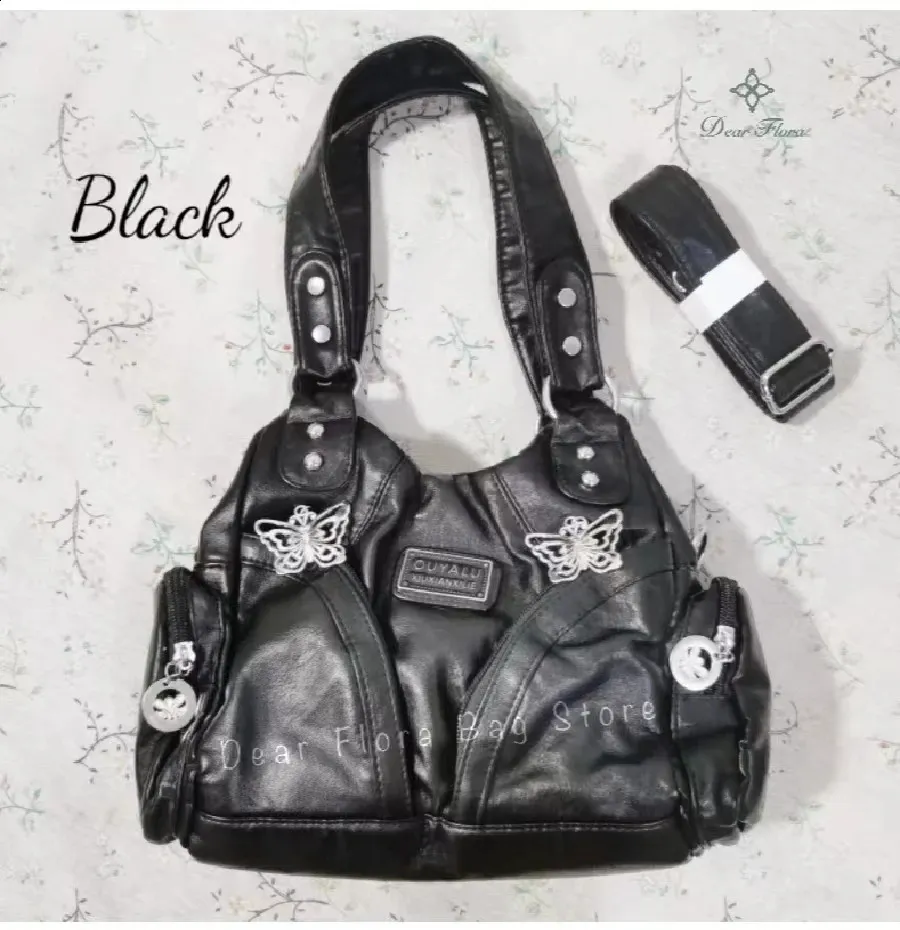 バッグ Y2K leather vintage bag hand shoulder Y2K Shoulder Bag: Vintage PU Leather Tote - Retro American