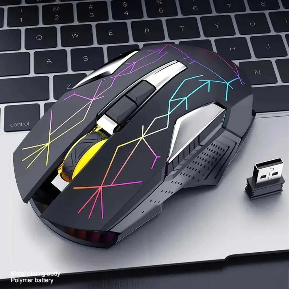 Souris Gamer Sans Fil Rechargeable - 6 Boutons Silencieux, LED RGB, 1600 DPI, Ergonomique Pour PC/ordinateur Portable