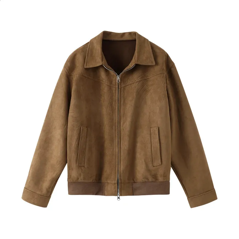 Lenina ♥ TEDDY suede bomber jacket/追跡付 Retro Patchwork Men's Bomber suede jacket with Turndown