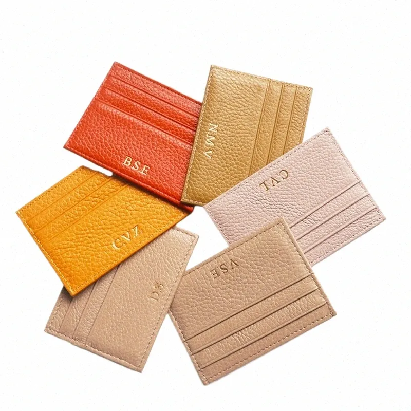 Custom Logo Leather Card Holder - Slim Cowhide Wallet