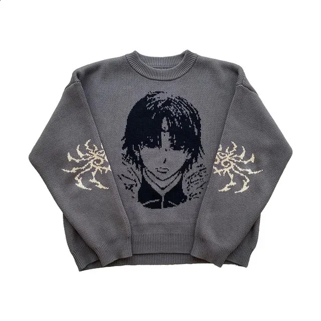 DHgate.com:Y2K Graphic Knit Sweater - Oversized Anime