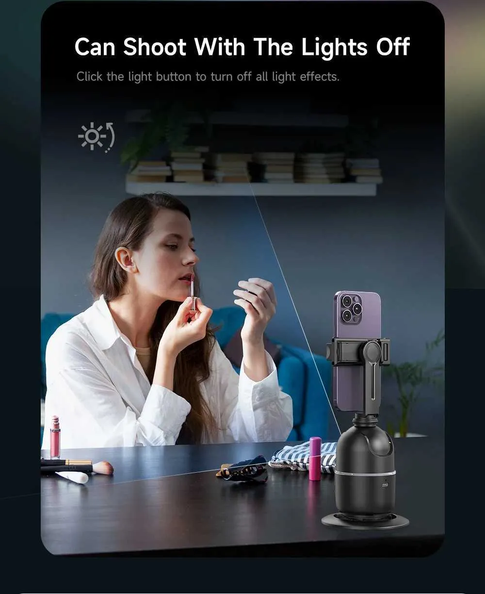 AI Tracking Gimbal Stabilizer Smartphone/CameraDesktop Cell Phone Holder360Rotation Selfie Stick Tripod For Video Photo_voghion.com