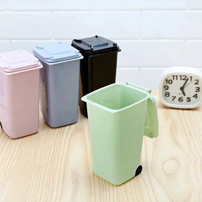 Mini Desktop Trash Cans Small Plastic Garbage Bins With Cover For ...