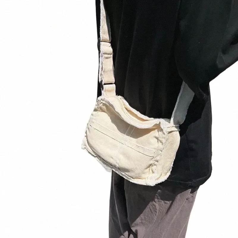 Canvas Crossbody Bag for Women Small Shoulder Purse with Zipper Casual Vintage Messenger Bag for Girls 2024 Fashion
