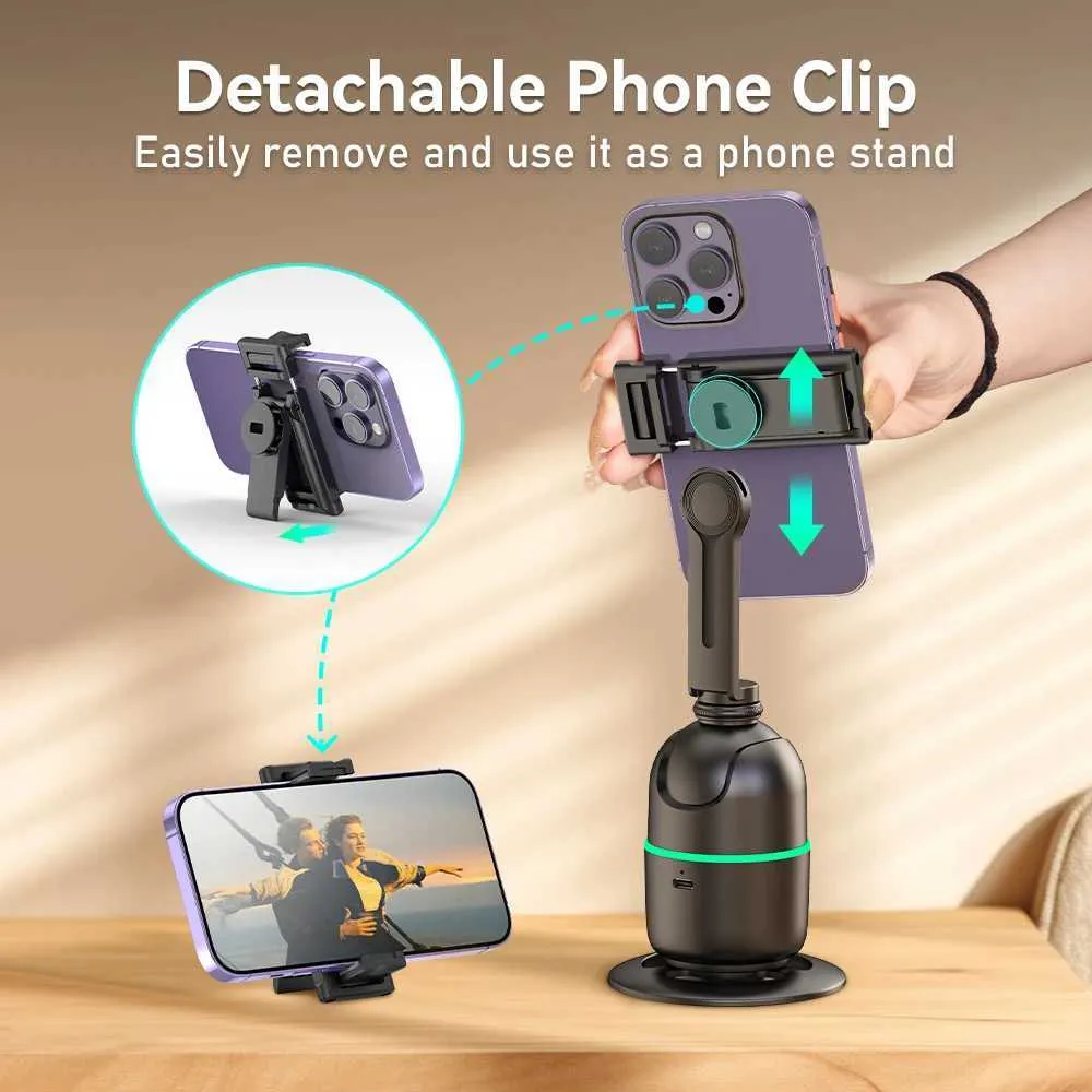 AI Tracking Gimbal Stabilizer Smartphone/CameraDesktop Cell Phone Holder360Rotation Selfie Stick Tripod For Video Photo_voghion.com