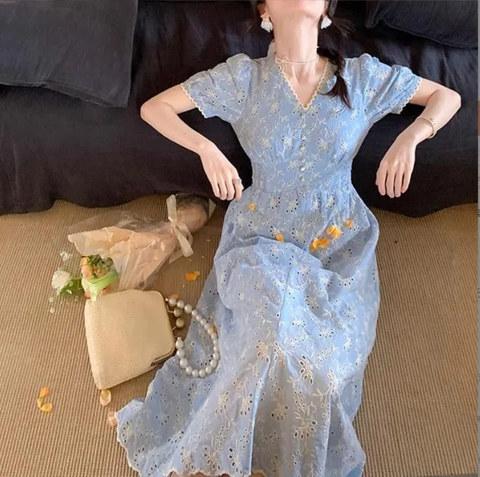 Vestido De Verano De La Cintura De La Cintura Del Imperio Corto De