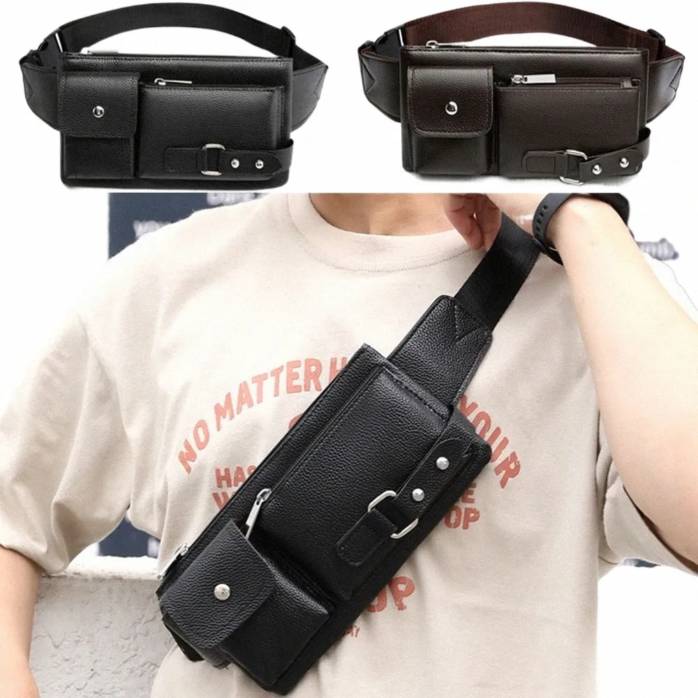Unisex Large Capacity Crocodile Leather Waist Bag Pillow Shape for