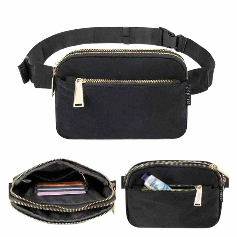 DHgate i1lM Adjustable Nylon Fanny Pack with Dual Zippers Crossbody Waist Bum Bag for Women Bags Luggage Accessories