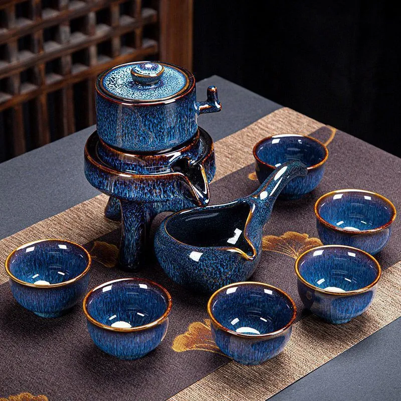 Man Tea Set Purple Sand Lazy Man Tea Set Home Simple Modern Semi-Automatic Stone ...