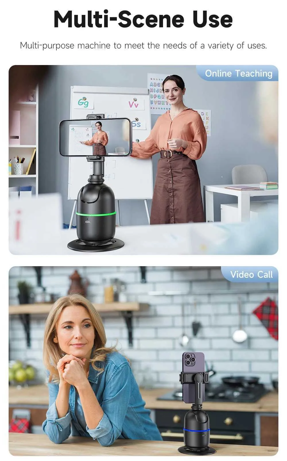 AI Tracking Gimbal Stabilizer Smartphone/CameraDesktop Cell Phone Holder360Rotation Selfie Stick Tripod For Video Photo_voghion.com