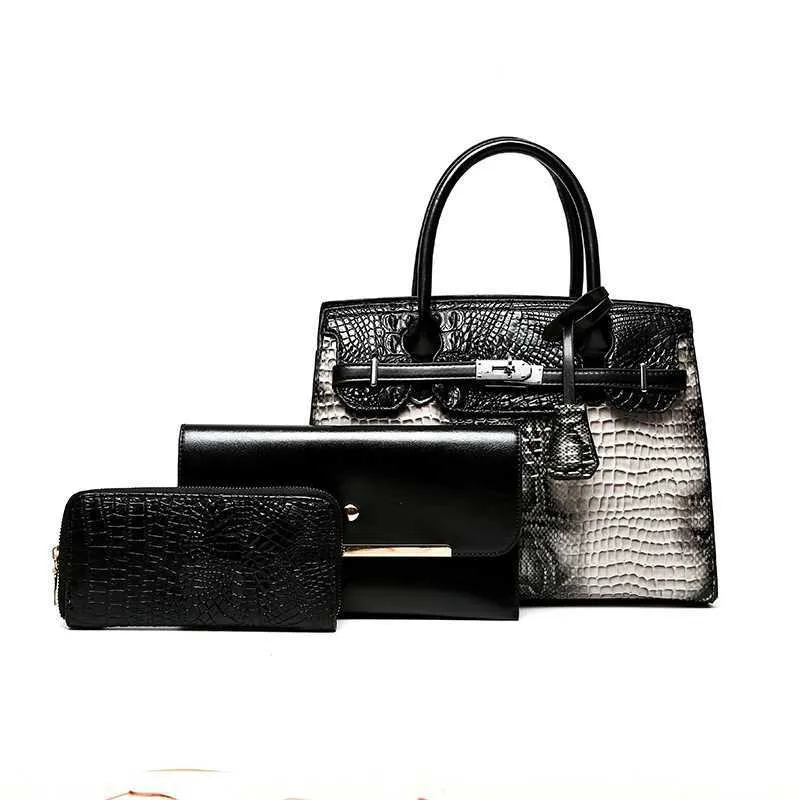 Lizard Pattern Mother Daughter Bag Set Fashionable Tote