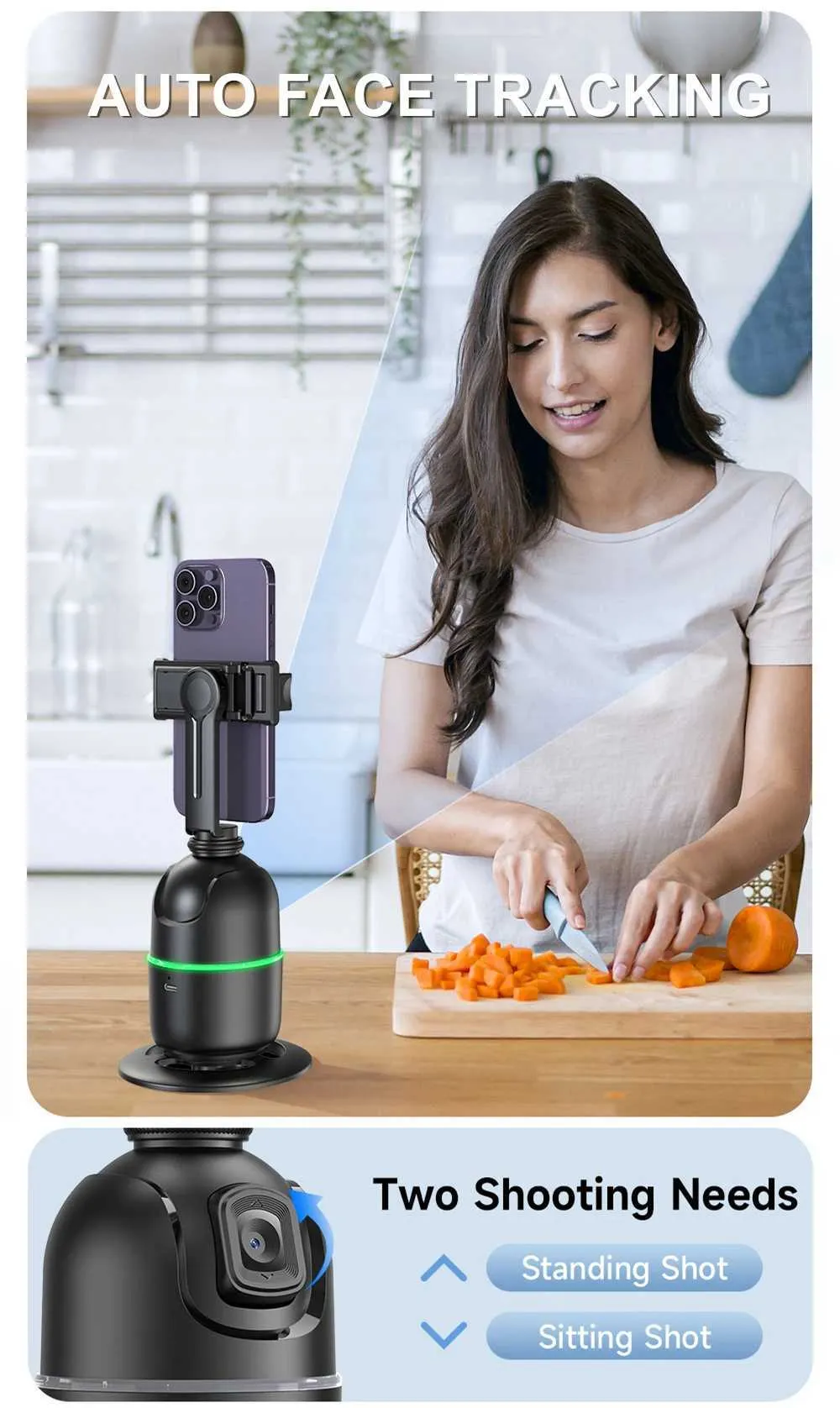 AI Tracking Gimbal Stabilizer Smartphone/CameraDesktop Cell Phone Holder360Rotation Selfie Stick Tripod For Video Photo_voghion.com