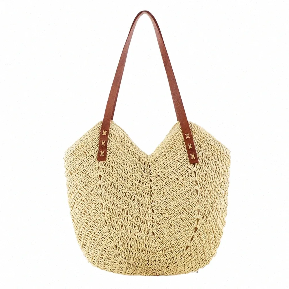 DHgate Handcrafted Summer Tote Elegant Woven Beach Bag for Women Versatile Casual Purse Bags Luggage Accessories