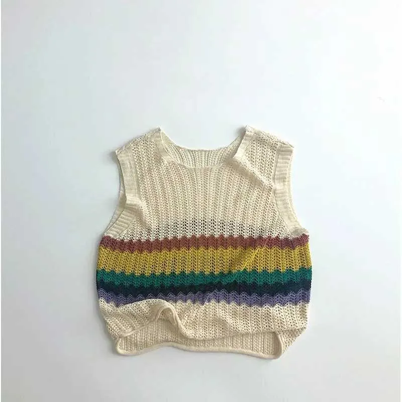 Autumn Arrival Baby Unisex Comfortable Striped Pattern Knitted Sleeveless Vest
