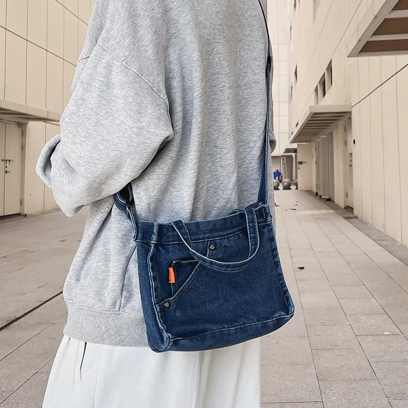 [CKJ] Logo Denim Crossover Strap Shoulder Bag ★大人気★ Amazon.com: Denim Shoulder Bag for Women Men Tote Bag Casual