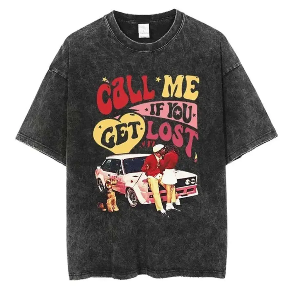 Mode American Street Hip Hop RAP Caractère Imprimer Acid Wash Tee-shirt Ample à Manches Courtes Pour Homme - Chine T-shirt Et Vêtements D'été Prix