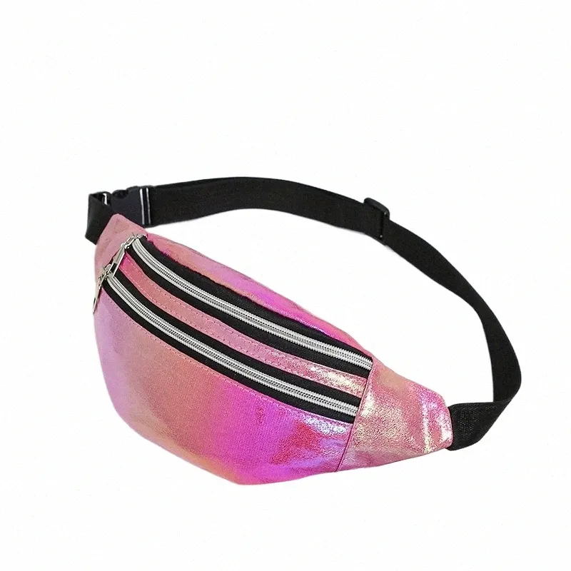 Holographic Laser Waist Bag for Women Stylish PU Leather Fanny Pack,  Geometric Crossbody Bum Bag, Travel Chest Pouch Hot Sale!