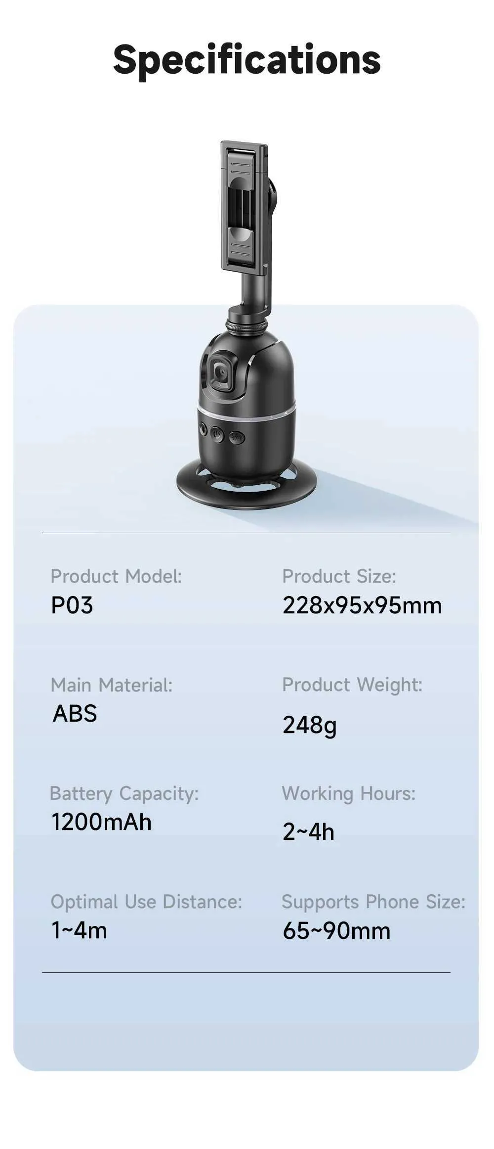 AI Tracking Gimbal Stabilizer Smartphone/CameraDesktop Cell Phone Holder360Rotation Selfie Stick Tripod For Video Photo_voghion.com