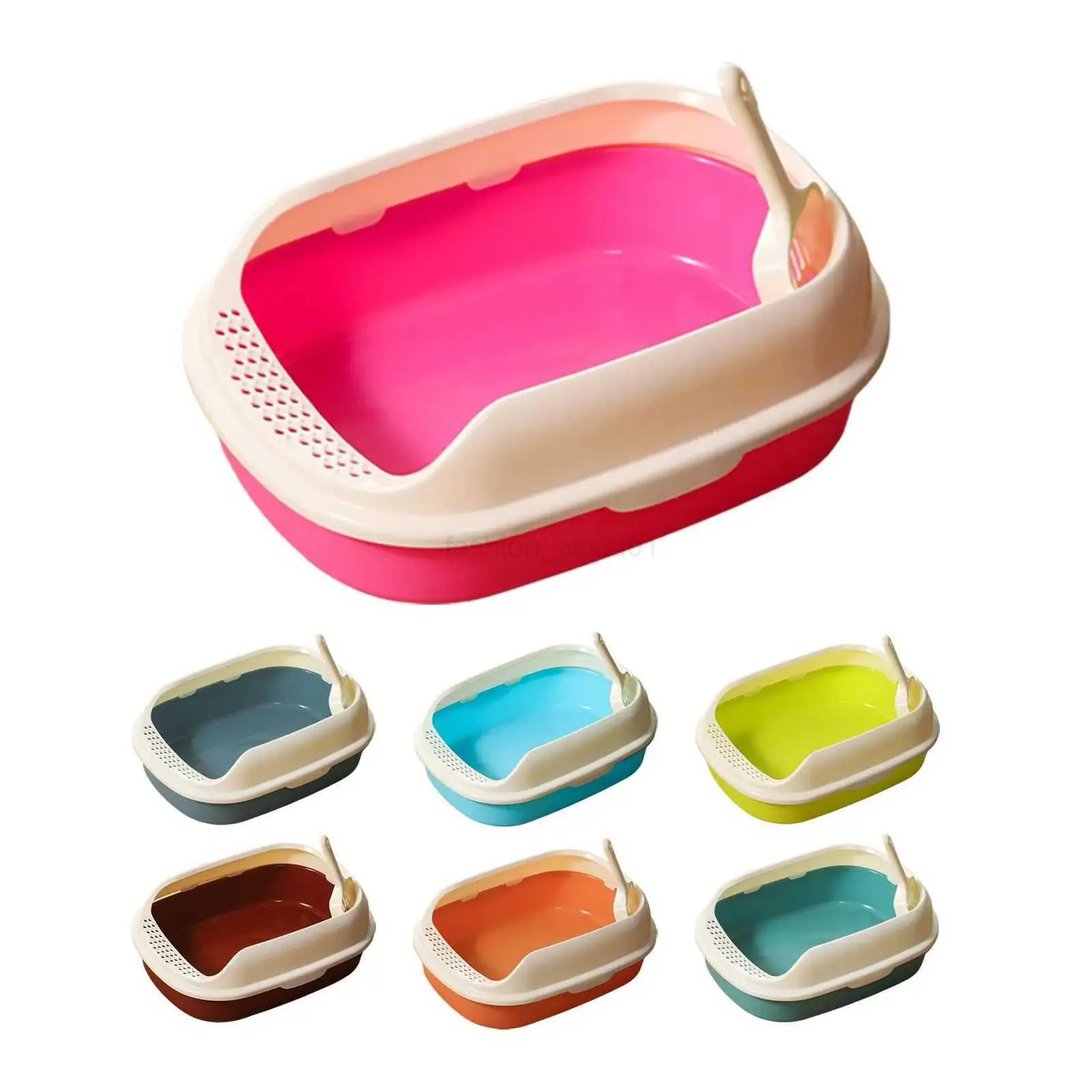 Cat Litter Box, High-Sided Open Pet Tray, Splash Proof, Suitable