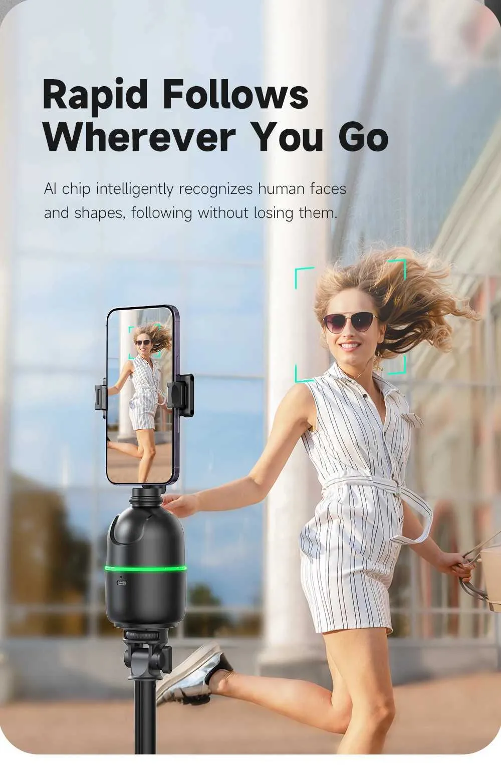 AI Tracking Gimbal Stabilizer Smartphone/CameraDesktop Cell Phone Holder360Rotation Selfie Stick Tripod For Video Photo_voghion.com