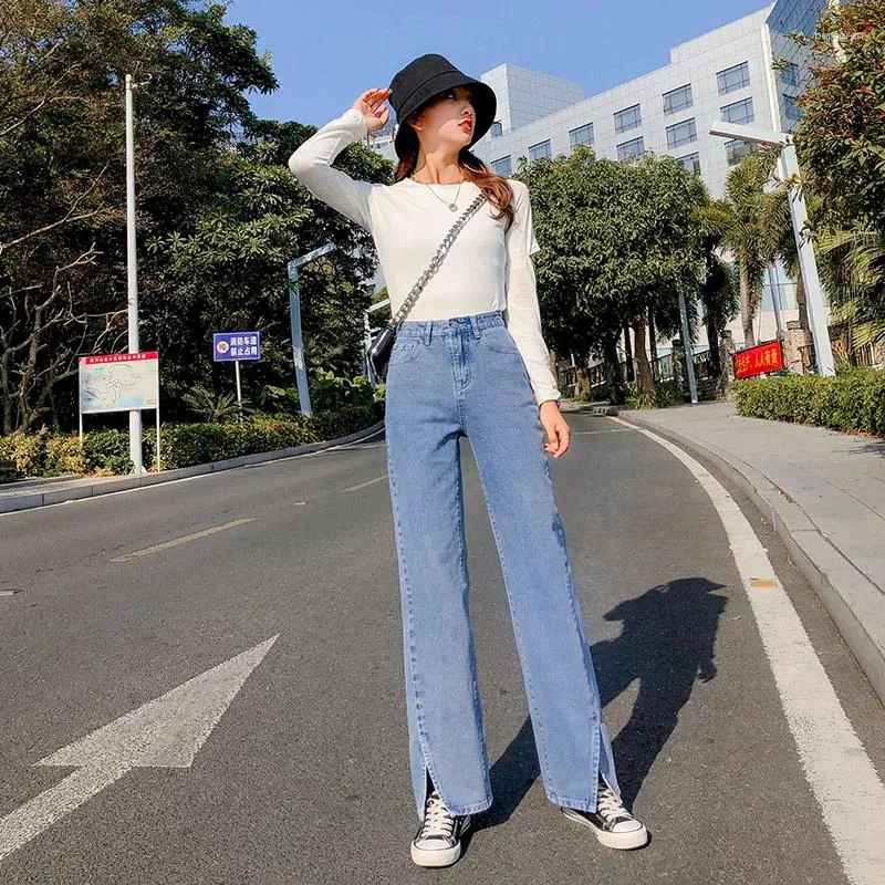 2024 Fashion Womens High Waist Cargo Petite Wide Leg Jeans Solid 