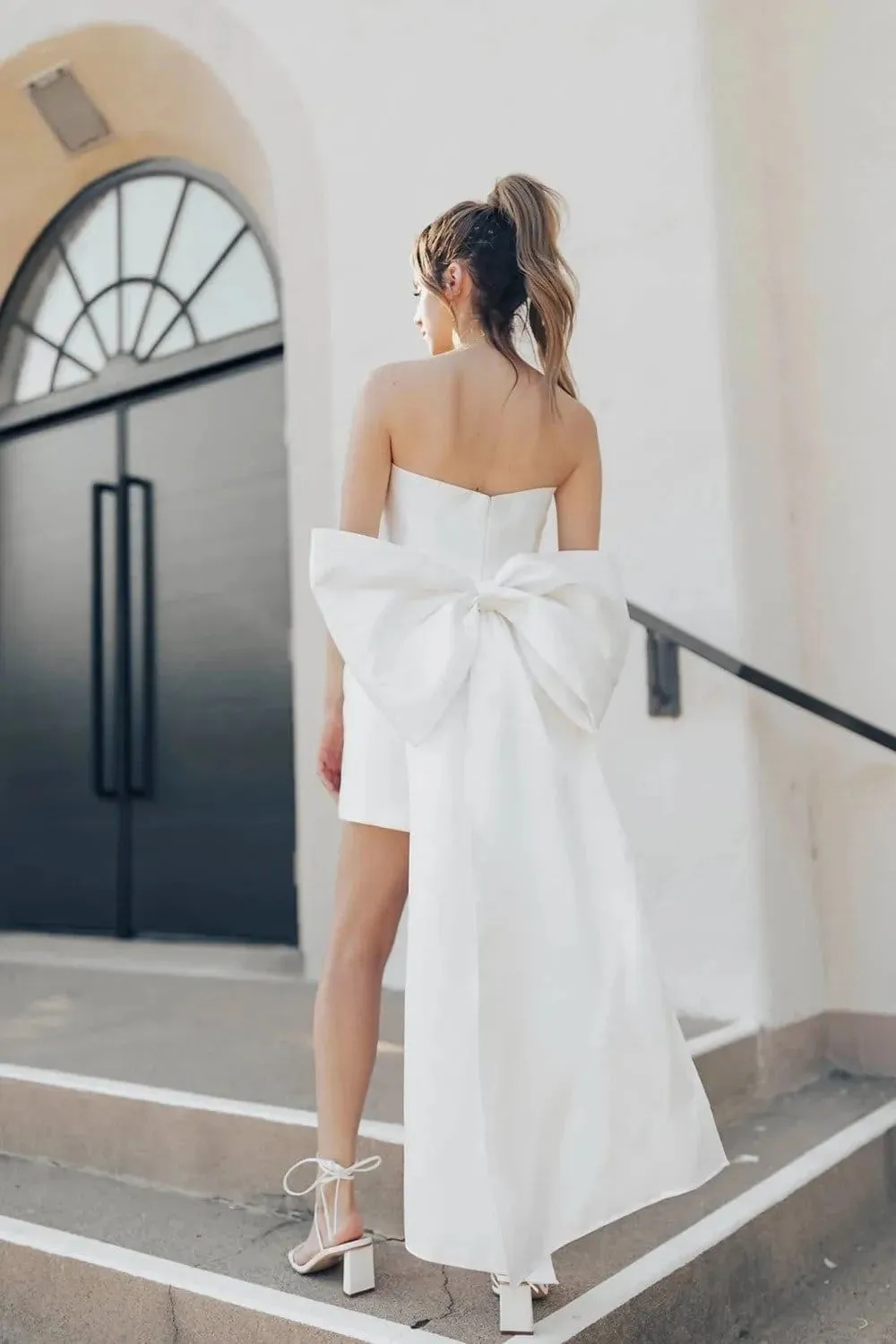 simple elegant sheath wedding dresses Simple Sheath Wedding Gown with Folded Neckline and Slight Train –  loveangeldress main image 0